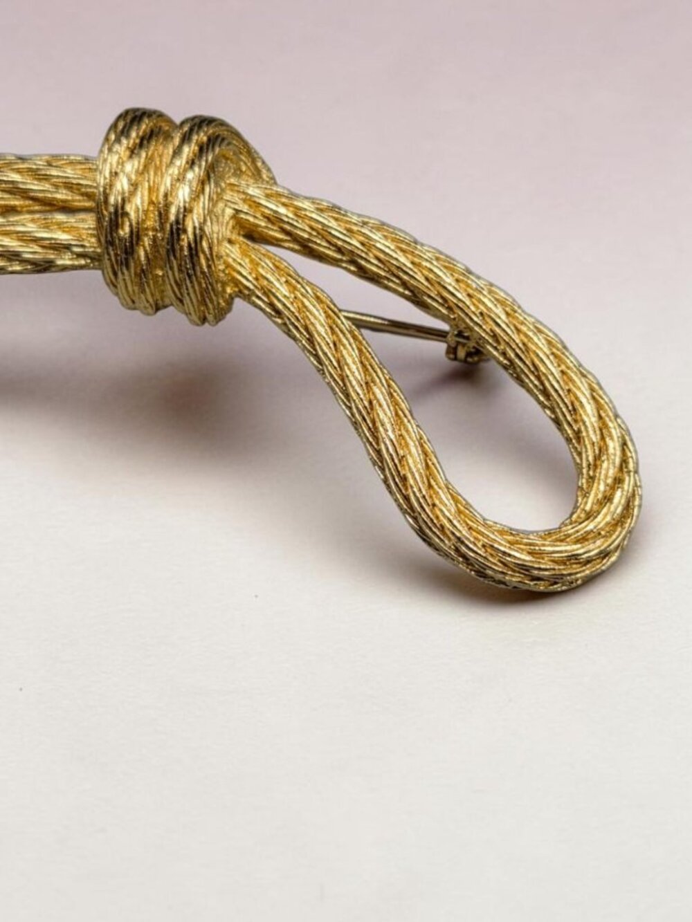 Vintage Christian Dior Gold Tone Twisted Rope Knot Statement Brooch Pin 1980s - Picture 10 of 12